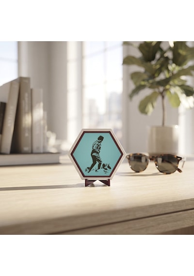 Estetik Atatürk Silüetli Dekoratif Masaüstü Aksesuarı, Sanat Severler İçin Butik Hediye 10x10 Cm, Turkuaz
