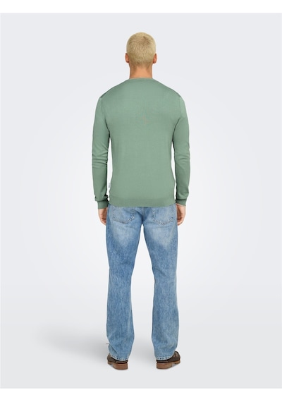 Only & Sons Onswyler Lıfe Reg 14 Ls Crew Knıt Noos Erkek Yeşil Kazak - 22020088
