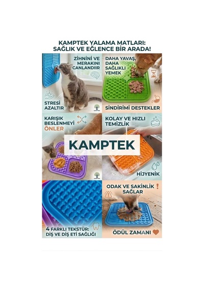 Kamptek İnteraktif Evcil Hayvan Antistres Yalama Ve Yavaş Mama Yeme Matı