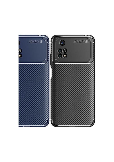 Xiaomi Poco M4 Pro 4g Kılıf Karbon Görünümlü Silikon Kamera Korumalı Üstün Koruma Vardar Siyah