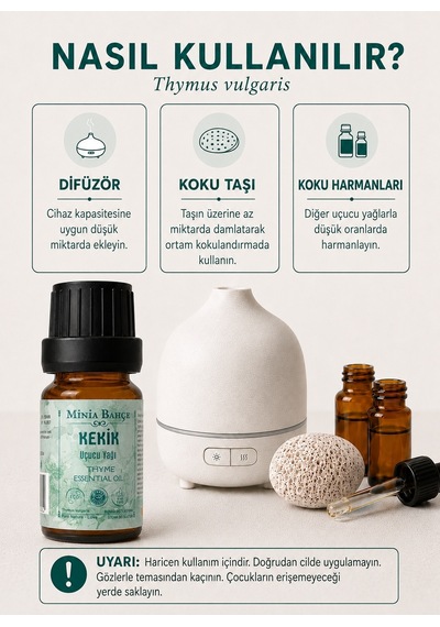 Minia Bahçe Bitki Ve Sanat Atölyesi Saf ve Katkısız Bitkisel Uçucu Kekik Yağı 10 ML