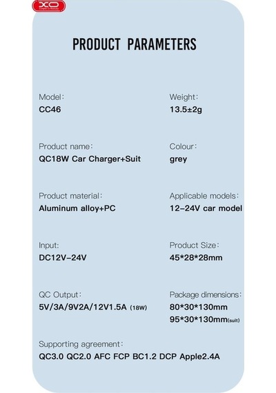 Cc46 18w Qc 3.0 Pd Hızlı Araç Şarj Aleti Type-c Kablolu Set Metal Gövde Mini Şarj Adaptörü