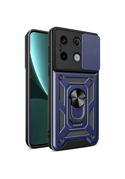 Xiaomi Redmi Note 13 Pro 5g Kılıf Sürgülü Tank Zırh Yüzüklü Mıknatıslı Standlı Kapak S-vega