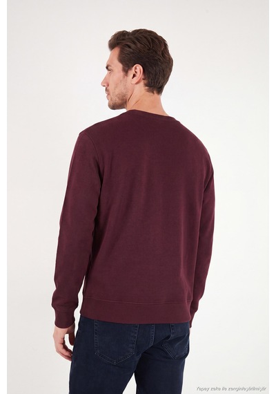 Buratti Pamuklu Relaxed Fit Bisiklet Yaka Sweat Erkek Sweat 5901257 Vişne