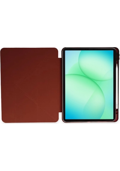 Samsung Galaxy Tab A11 Plus 2025 Kılıf Uyumlu Standlı Kalem Bölmeli Akıllı Trifolding Kapak Sm-x230 Mürdüm