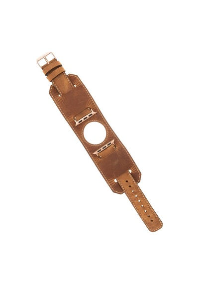 Apple Uyumlu Watch Deri Kordon 42-44-45mm Cuff G19 Taba
