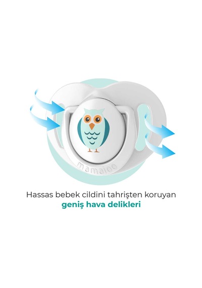 Mamajoo Ortodontik Damaklı Emzik, Beyaz Baykuş, 6+ Ay, Emzik Saklama Kutusu, 1 Adet