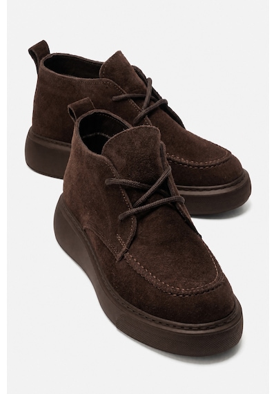 Luvishoes Luvi Shoes Lılya Kahverengi Süet Hakiki Deri Kadın Chukka Bot Süet Kahve