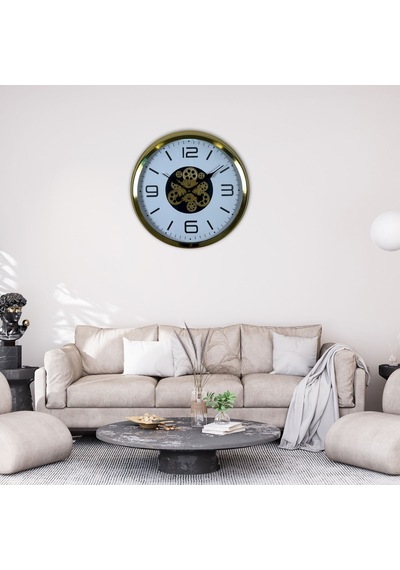 Modern Prestige Gold 60 Cm Çarklı Duvar Saati Çok Renkli