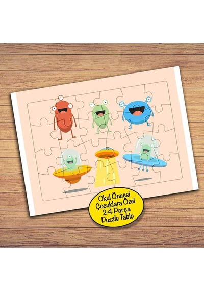 Sevimli Uzaylılar Çocuklara Özel Puzzle Yapboz Tablo-181pz