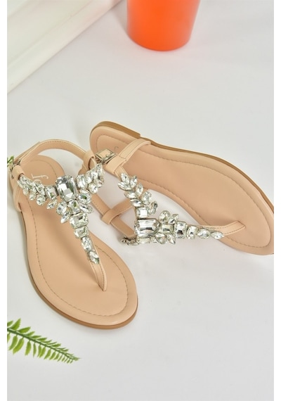 Fox Shoes Ten Taşlı Parmak Arası Kadın Sandalet M272006009