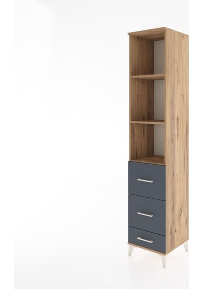 Hyperion Dolap 3 Raflı 3 Çekmeceli 44x44x221 Çam-antrasit Çam