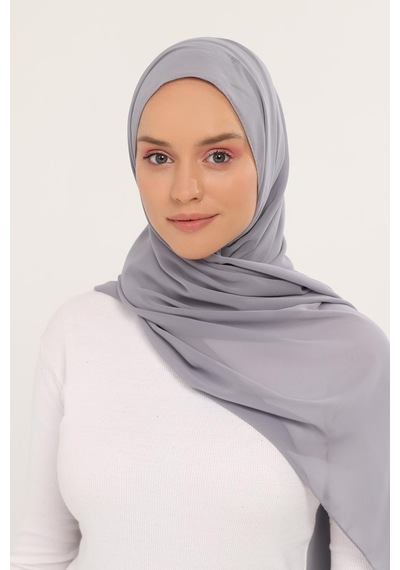Altobeh Hazır Lüks Pratik Hijablı Şifon Şal Gri
