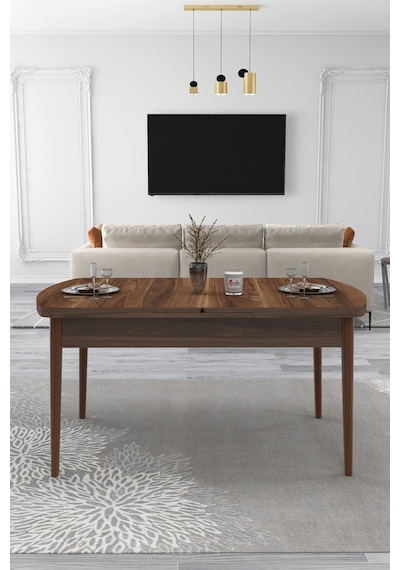 Renlife Açılır Yemek Masası Ve Sandalye Seti Metal Ayaklı 4 Sandalye + 80x130 Masa Ceviz Ceviz Krem Renlife Açılır Yemek Masası Ve Sandalye Seti Metal Ayaklı 4 Sandalye + 80x130 Masa Ceviz Ceviz Krem