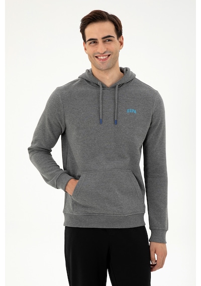 U.S. Polo Assn. Erkek Kapüşonlu Antrasit Melanj Basic Şardonlu Sweatshirt 50295176-VR081