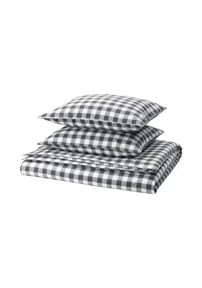 Ikea Ektandvınge Çift Kişilik Nevresim Takımı 220 X 240 Cm Siyah - Siyah Gri Siyah - Gri