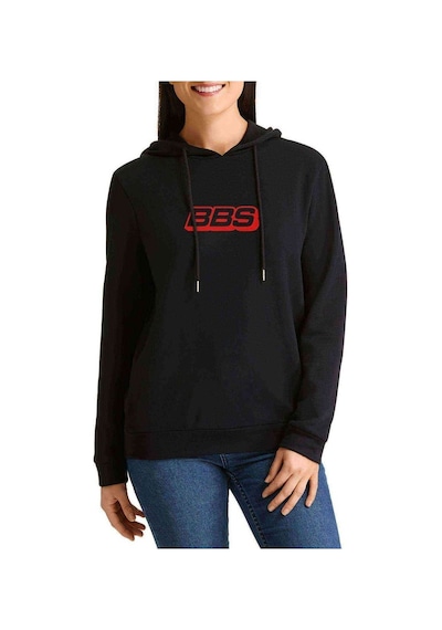 Bbs Logo Baskılı Siyah Kadın Kapşonlu Sweatshirt