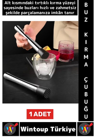 Uzun Ömürlü Ergonomik Tutuş İçecek Kokteyl Bar Meyve Ezme Tırtıklı Zahmetsiz Buz Kırma Çubuğu Çok Renkli