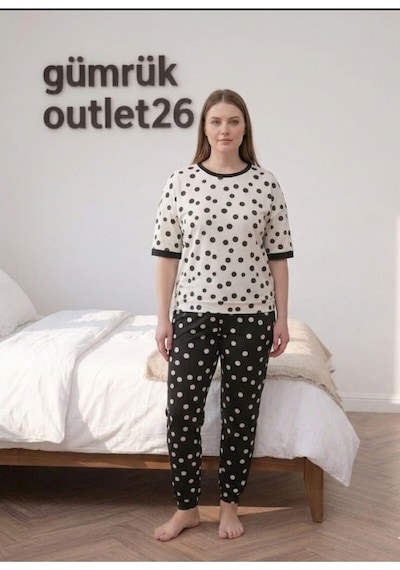 Vinetta Pijama Beyaz-siyah