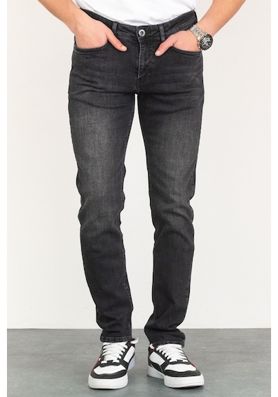 Erkek Taşlamalı Siyah Slim Fit Esnek Likralı Denim Jeans Kot Pan (524238360) Siyah