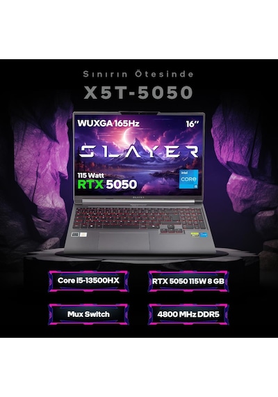 Game Garaj Slayer X5T-5050-C3 i5-13500HX 32 GB 2 TB RTX5050 16" Free Dos Dizüstü Bilgisayar