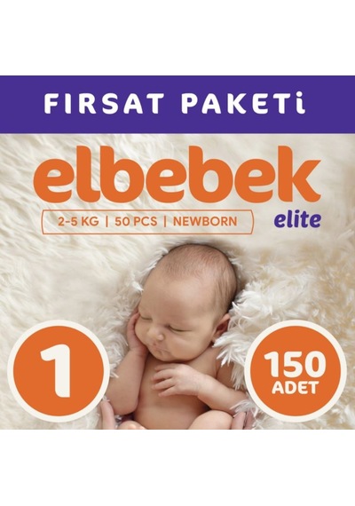 Elbebek Elite Yenidoğan Bebek Bezi 1 Numara Fırsat Paketi 150 Adet 3'lü