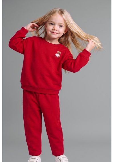 Defacto Bisiklet Yaka Ayıcık Aplikeli Sweatshirt Kız Bebek I1716a526aurd70 Kırmızı-rd70