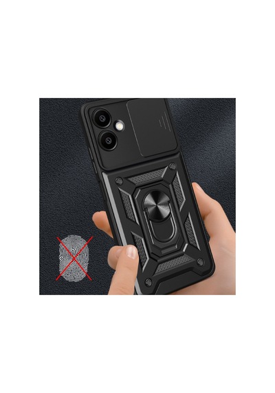 Samsung Galaxy  Uyumlu,  A06 Kılıf Pars Lens Yüzüklü Silikon - Siyah