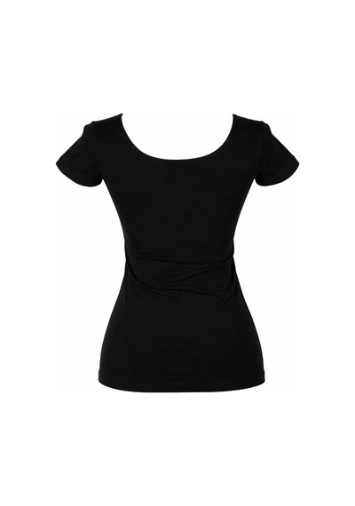 Trender Derin Yaka Siyah Kadın T-shirt 2603-04