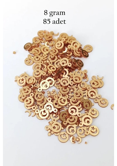 Oya Abiye Bileklik Kolye Pleksi Metalik Plastik Pul Altın Renk 8 Gram 85 Adet - Bnc483