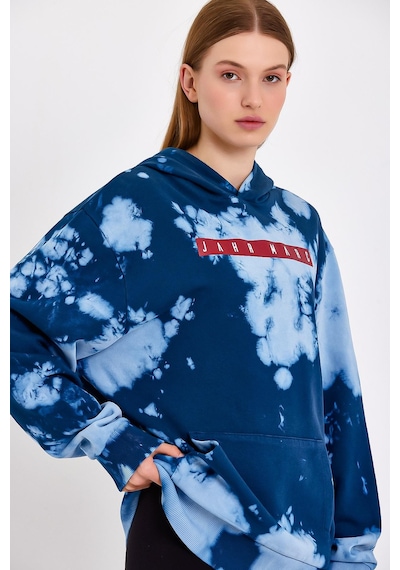 JAHR MARC Batik Yıkamalı Mavi Oversize Sweatshirt - S