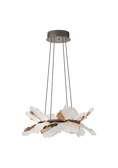 Taran 50'lik Siyah Gold Çiçek Desenli 60 Watt Yuvarlak Modern Salon Led Avize Siyah Gold