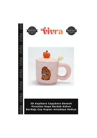 3d Kapibara Capybara Desenli Porselen Kupa Bardak Kahve Bardağı Çay Kupası Arkadaşa Hediye Çok Renkli