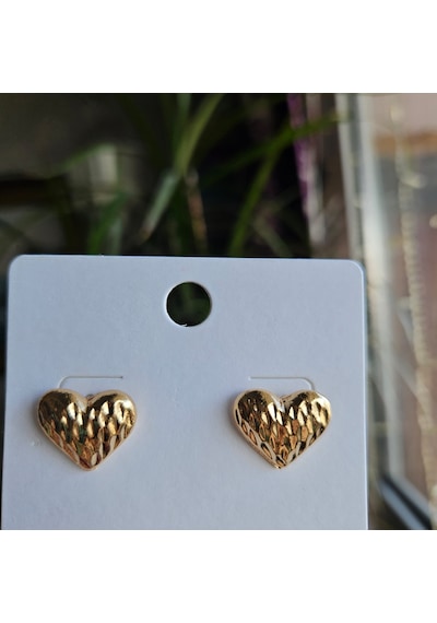 Slowshe-14k Altın Kaplama Kalp Minimal Küpe Gold