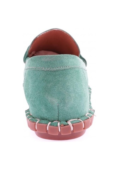 Dgn 600-23y Kadin Dikiş Detayli Metal Tokali Loafer Ayakkabi 600-2109-R13405 Yeşil