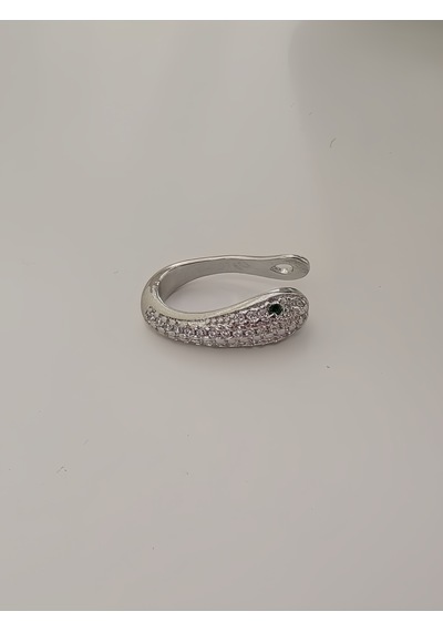 Minimal Yılan Model Zirkon Taşlı Kıkırdak Cuff Gümüş Renk Küpe Silver
