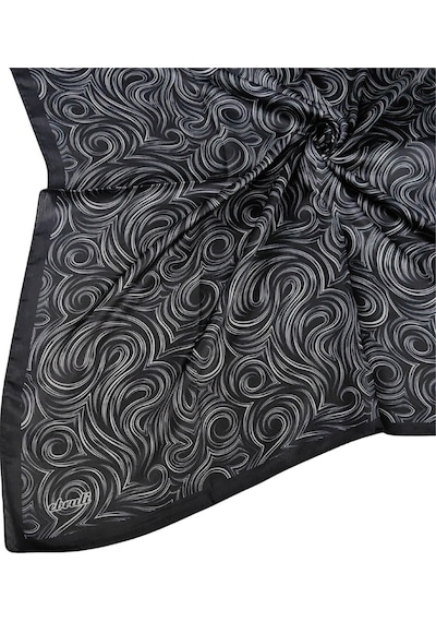 Mim Eşarp Ebruli Jan Jan Spiral Desenli Eşarp 90x90 Cm Siyah - Gri