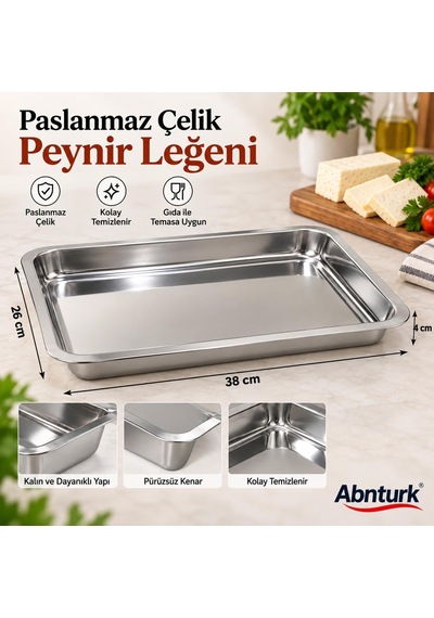 Tr 38x26x4cm Paslanmaz Çelik Dikdörtgen Peynir Leğeni-dayanıklı Kullanışlı Peynir Küveti Ve Çok Amaçlı Tepsi Diğer