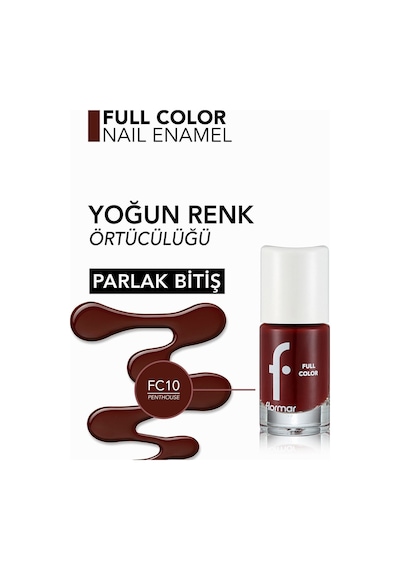 Flormar Yoğun Renk Veren Parlak Oje (KİREMİT KIRMIZISI)-full Color Nail Enamel-fc10 Penthouse-8690604310463