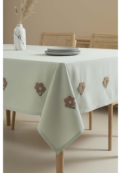 Rivaistanbul Florita Yeşil Punch İşlemeli Dertsiz Leke Tutmaz Masa Örtüsü 160x220 Cm Yeşil