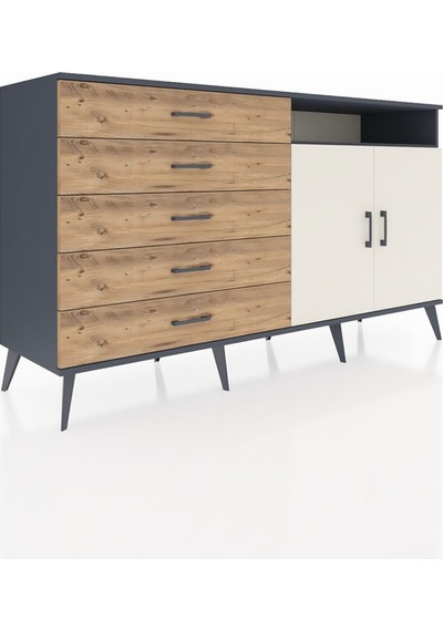 Hyperion Konsol 2 Raflı 5 Çekmeceli 2 Kapaklı 176x44x99 Antrasit-aytaşı/çam Antrasıt/aytası - Antrasıt Hyperion Konsol 2 Raflı 5 Çekmeceli 2 Kapaklı 176x44x99 Antrasit-aytaşı/çam Antrasıt/aytası - Antrasıt