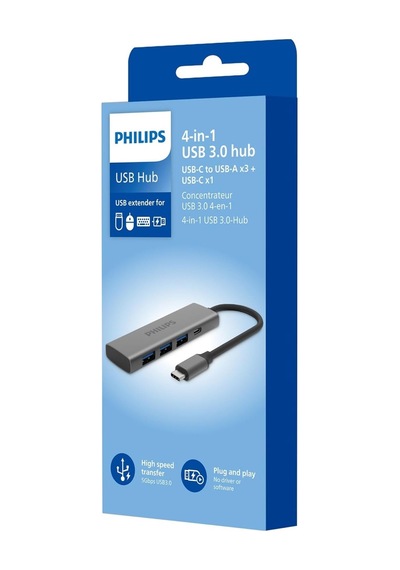 Philips 4-ın-1 Usb-c Hub 3x Usb 3.0 5gbps, 1x Usb-c 5gbps, Hızl