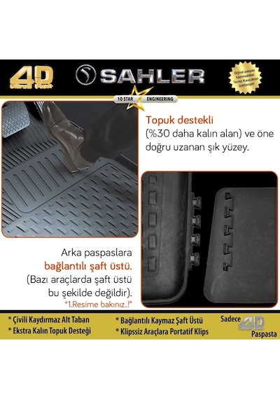 Sahler 4.5D Siyah Peugeot 208 2021+ Paspas