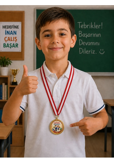 Örnek Öğrenci Madalyası - Dijital Baskılı 1. Kalite Madalya Altın