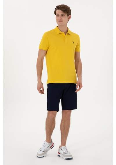 U.S. Polo Assn. Erkek Slim Fit Polo Yaka Sarı Basic Tişört 50297984-VR094