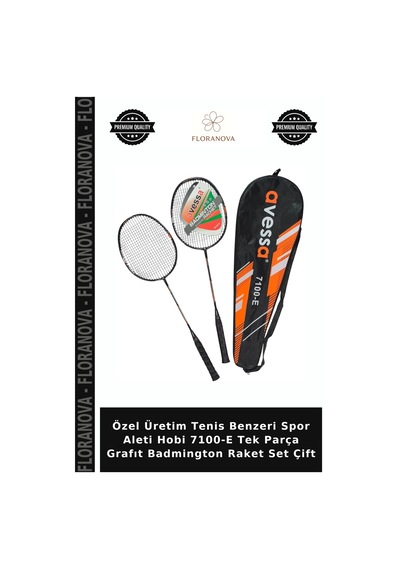 Özel Üretim Tenis Benzeri Spor Aleti Hobi 7100-e Tek Parça Grafıt Badmington Raket Set Çift