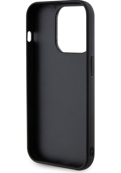 Apple iPhone 14 Pro Max Uyumlu Kılıf Guess  Lisanslı Pu Deri Metal Yazı Logolu Kapitone Kapak Siyah