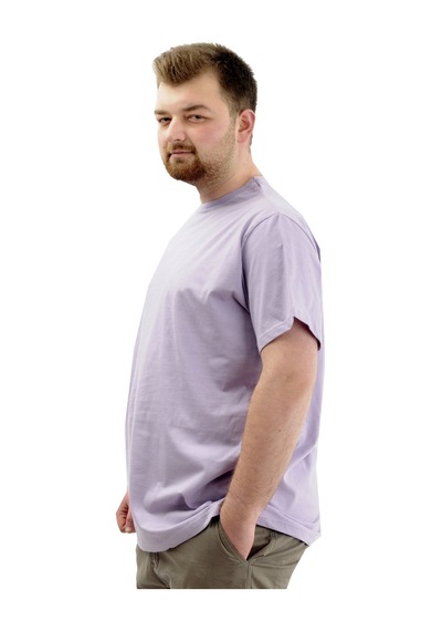 Mode Xl Büyük Beden Erkek T-shirt Bisiklet Yaka Basic 20031 Lila Lila
