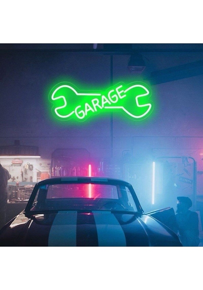 Garage Yazılı Ve Şekilli Neon Tabela Yeşil