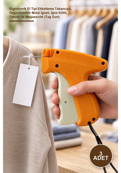 3 Adet Etiket Kılçık Makinesi Ergonomik El Tipi Etiketleme Tabancası, Değiştirilebilir Metal İğneli, İğne Kilitli, Tekstil Ve Mağazacılık Tag Gun